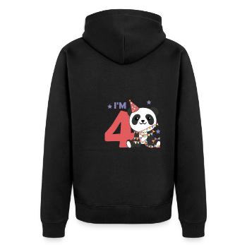 Panda pour le quatrième anniversaire des enfants de 4 ans - Veste à capuche bio Premium Unisexe - noir - Dos - Nico (187cm)