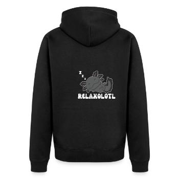 Relaxolotl Axolotl Liebhaber süße Tiere relaxen - Unisex Premium Bio Zip Hoodie - Schwarz - Hinten - Nico (187cm)