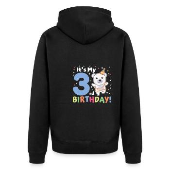 Polar bear for 3rd birthday children three years old - Unisex Premium Organic Zip Hoodie - black - Back - Nico (187cm)