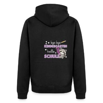 bye bye Kindergarten hallo Schule Waschbär - Unisex Premium Bio Zip Hoodie - Schwarz - Hinten - Nico (187cm)