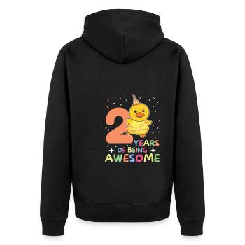 Duck for 2nd birthday children two years old - Unisex Premium Organic Zip Hoodie - black - Back - Nico (187cm)