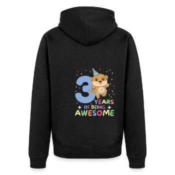 Meerkat for 3rd birthday children three years - Unisex Premium Organic Zip Hoodie - black - Back - Nico (187cm)