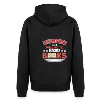 Book lover design with books for literature - Unisex Premium Organic Zip Hoodie - black - Back - Nico (187cm)