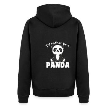 Ich wäre lieber eine Panda - süße Panda - Unisex Premium Bio Zip Hoodie - Schwarz - Hinten - Nico (187cm)