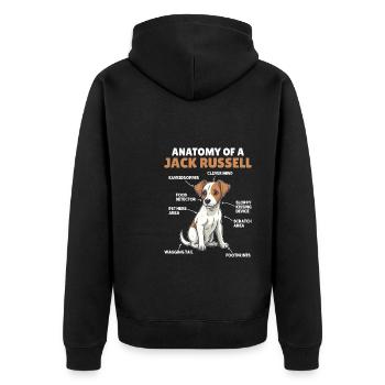 Dog Explanation Anatomy of Jack Russell - Unisex Premium Organic Zip Hoodie - black - Back - Nico (187cm)