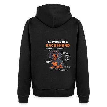 Explication du chien Anatomie d’un teckel - Veste à capuche bio Premium Unisexe - noir - Dos - Nico (187cm)