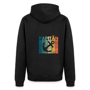 Papitän Vatertag bester Papa Anker - Unisex Premium Bio Zip Hoodie - Schwarz - Hinten - Nico (187cm)