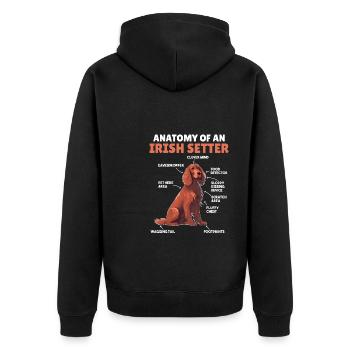 Dog Explanation Anatomy of an Irish Setter - Unisex Premium Organic Zip Hoodie - black - Back - Nico (187cm)