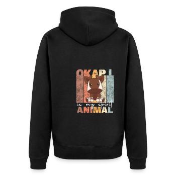 Okapi is my spirit animal - sweet Okapi - Unisex Premium Organic Zip Hoodie - black - Back - Nico (187cm)