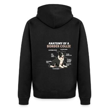 Hunde Erklärung Anatomy eines Border Collie - Unisex Premium Bio Zip Hoodie - Schwarz - Hinten - Nico (187cm)
