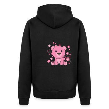 Bear cute animals for kids kawaii - Unisex Premium Organic Zip Hoodie - black - Back - Nico (187cm)
