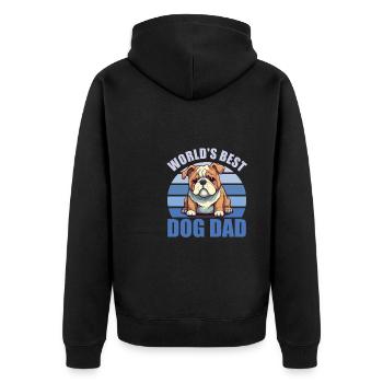Weltbester Hunde Papa süßer Bulldog - Unisex Premium Bio Zip Hoodie - Schwarz - Hinten - Nico (187cm)