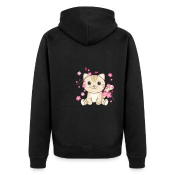 Chat animaux mignons pour enfants kawaii - Veste à capuche bio Premium Unisexe - noir - Dos - Nico (187cm)