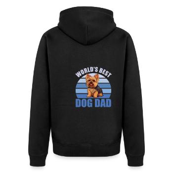 Weltbester Hunde Papa süßer Yorkshire Terrier - Unisex Premium Bio Zip Hoodie - Schwarz - Hinten - Nico (187cm)