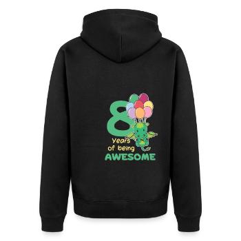 Drache zum 8. Geburtstag Kinder acht Jahre alt - Unisex Premium Bio Zip Hoodie - Schwarz - Hinten - Nico (187cm)