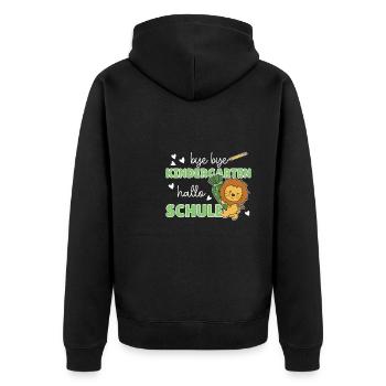 bye bye Kindergarten hallo Schule Löwe - Unisex Premium Bio Zip Hoodie - Schwarz - Hinten - Nico (187cm)