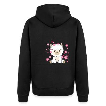 Alpaga animaux mignons pour enfants Kawaii - Veste à capuche bio Premium Unisexe - noir - Dos - Nico (187cm)
