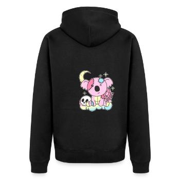 Kawaii Gothic Koala Pastellfarben Gothic Goth - Unisex Premium Bio Zip Hoodie - Schwarz - Hinten - Nico (187cm)