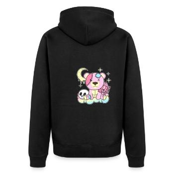 Kawaii Gothic Bear Pastel Gothic Goth - Unisex Premium Organic Zip Hoodie - black - Back - Nico (187cm)