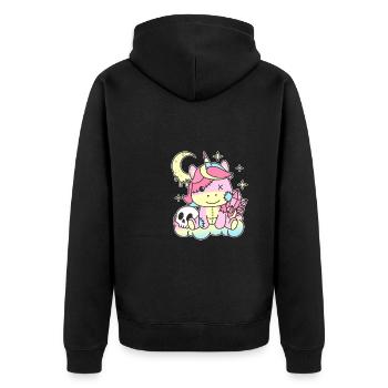 Kawaii Gothic Unicorn Pastel Gothic Goth - Veste à capuche bio Premium Unisexe - noir - Dos - Nico (187cm)