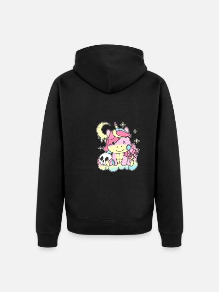 Kawaii Gothic Unicorn Pastel Gothic Goth - Veste à capuche bio Premium Unisexe - noir