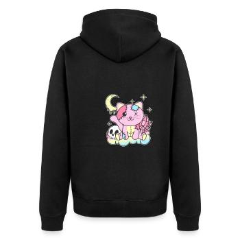Kawaii Gothic Cat Pastel Gothic Goth - Unisex Premium Organic Zip Hoodie - black - Back - Nico (187cm)