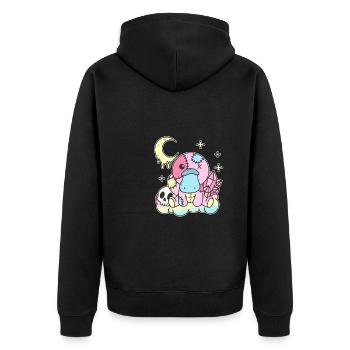 Kawaii Platypus Sloth Pastel Gothic - Unisex Premium Organic Zip Hoodie - black - Back - Nico (187cm)