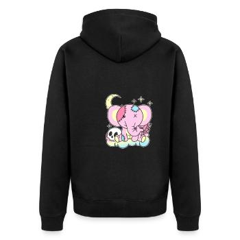 Kawaii Gothic Elephant Pastel Gothic Goth - Unisex Premium Organic Zip Hoodie - black - Back - Nico (187cm)