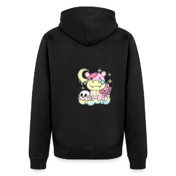 Kawaii Gothic Hippo Pastel Gothic Goth - Unisex Premium Organic Zip Hoodie - black - Back - Nico (187cm)