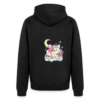 Kawaii Gothic Raccoon Pastel Gothic - Unisex Premium Organic Zip Hoodie - black - Back - Nico (187cm)