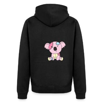 Kawaii Gothic Koala Pastellfarben Gothic Goth - Unisex Premium Bio Zip Hoodie - Schwarz - Hinten - Nico (187cm)