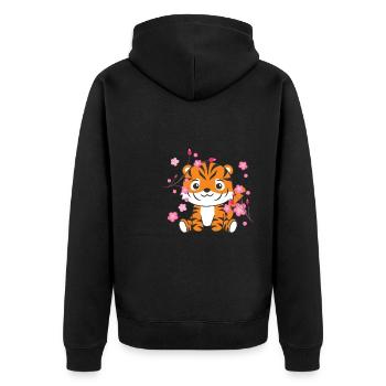 Tigre animaux mignons pour enfants kawaii - Veste à capuche bio Premium Unisexe - noir - Dos - Nico (187cm)