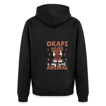 Okapi is my spirit animal - sweet Okapi - Unisex Premium Organic Zip Hoodie - black - Back - Nico (187cm)