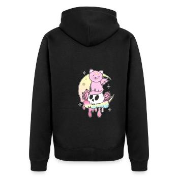 Kawaii Gothic Cat Pastel Gothic Goth - Unisex Premium Organic Zip Hoodie - black - Back - Nico (187cm)