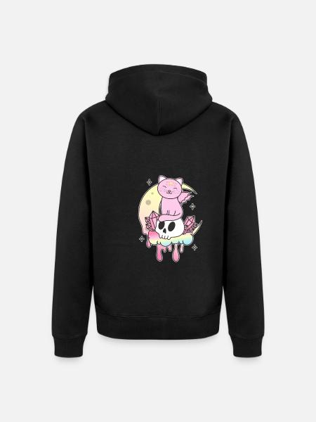 Kawaii Gotico Gatto Pastello Gotico Gotico - Felpa con cappuccio ecologica premium unisex - nero