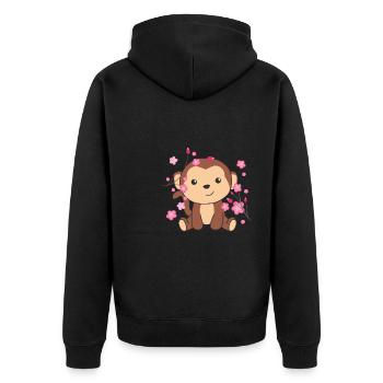 Monkey cute animals for kids kawaii - Unisex Premium Organic Zip Hoodie - black - Back - Nico (187cm)