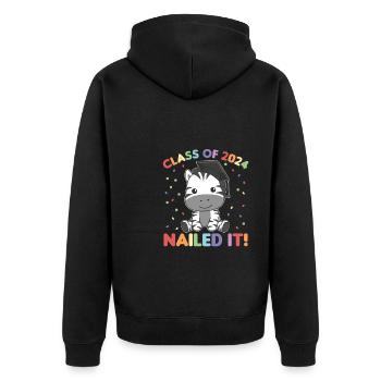 Kids Class of 2024 nailed it Zebra - Unisex Premium Bio Zip Hoodie - Schwarz - Hinten - Nico (187cm)
