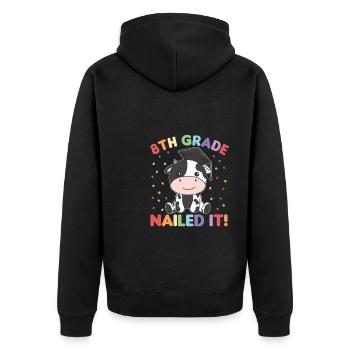 Kids 8th Grade nailed it cow graduation - Unisex Premium Organic Zip Hoodie - black - Back - Nico (187cm)