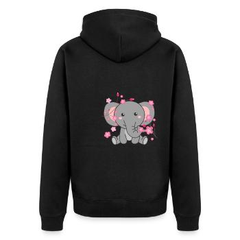 Elephant cute animals for kids kawaii - Unisex Premium Organic Zip Hoodie - black - Back - Nico (187cm)