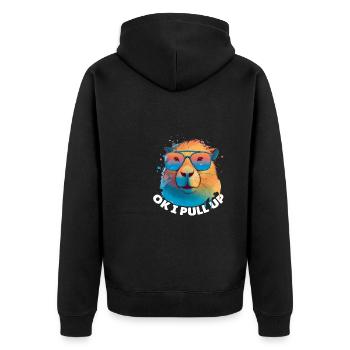Capybara animaux mignons pour enfants Ok je tire vers le haut - Veste à capuche bio Premium Unisexe - noir - Dos - Nico (187cm)