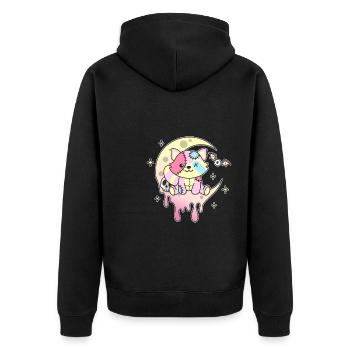 Kawaii Gothic Raccoon Pastel Gothic - Unisex Premium Organic Zip Hoodie - black - Back - Nico (187cm)