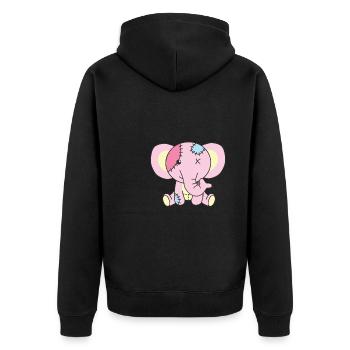 Kawaii Gothic Elephant Pastel Gothic Goth - Unisex Premium Organic Zip Hoodie - black - Back - Nico (187cm)