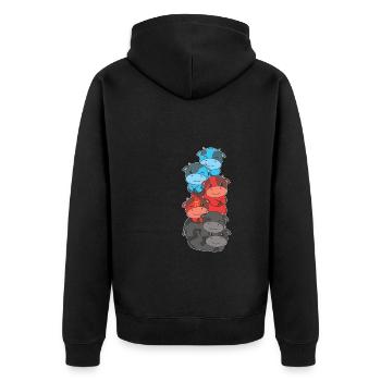 Polyamory Flag Gay Pride LGBTQ Kuh Turm - Unisex Premium Bio Zip Hoodie - Schwarz - Hinten - Nico (187cm)