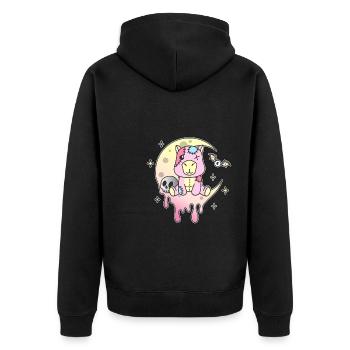 Kawaii Gothic Capybara Pastellfarben Gothic Goth - Unisex Premium Bio Zip Hoodie - Schwarz - Hinten - Nico (187cm)