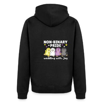 Nonbinary Penguin Flag Pride LGBTQ Cute Penguins - Unisex Premium Organic Zip Hoodie - black - Back - Nico (187cm)