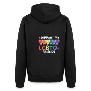 Drapeau arc-en-ciel Gay Pride LGBTQ Eléphant - Veste à capuche bio Premium Unisexe - noir - Dos - Nico (187cm)