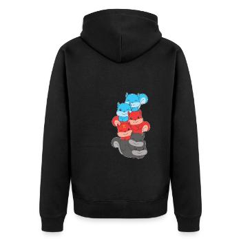 Polyamory Flag Gay Pride LGBTQ Eichhörnchen Turm - Unisex Premium Bio Zip Hoodie - Schwarz - Hinten - Nico (187cm)