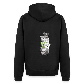 Agender Flag Pride LGBTQ Cute Corgi Stack - Unisex Premium Organic Zip Hoodie - black - Back - Nico (187cm)