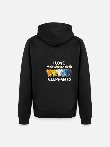 Aroace Flag Pride LGBTQ Cute Elephant - Unisex Premium Organic Zip Hoodie - black