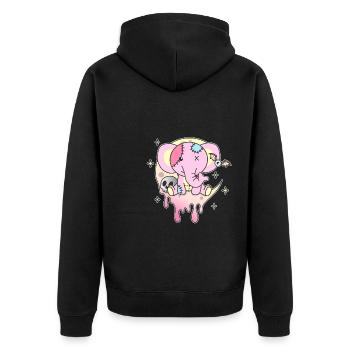 Kawaii Gothic Elephant Pastel Gothic Goth - Unisex Premium Organic Zip Hoodie - black - Back - Nico (187cm)